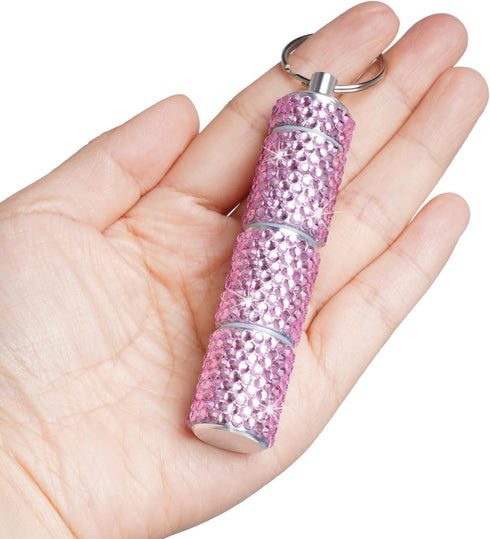 Bling Pill Case Pill Box Pill Organizers with Keychain Rhinestone Portable Pill Holder Waterproof Glitter Pill Storage Container for Indoor Outdoo...