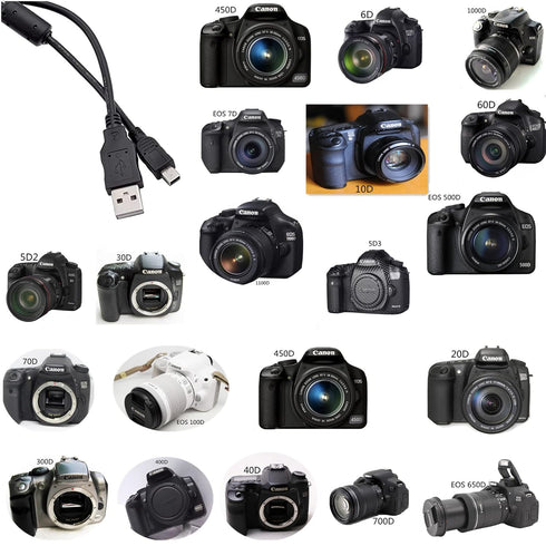 Replacement Camera UC-E4 USB Charging Cable Photo Transfer Cord Compatible with Canon EOS 10D 20D 30D 300D 350D 40D 400D 450D 5D2 5D3 500D 6D 60D ...