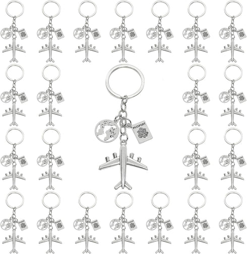 PHAETON 20PCS Earth Airplane Keychains Pilot Aviator Key Chains Journey Aircraft Airplane Pendant Travel Keyring Friendship Jewelry Diy Handmade F...