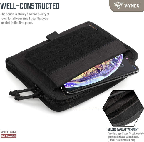 WYNEX Tactical Folding Admin Pouch, Molle Tool Bag of Laser-Cut Design, Utility Organizer EDC Medical Bag Modular Pouches Tactical Attachment Wais...