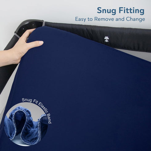 Waterproof Pack and Play Sheets Fitted 2 Pack, Compatible with Graco Pack n Play Sheets 38" X 26" Fits for Baby Playpen/Playard Mattress, Mini Cri...