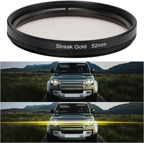 Gold Streak Anamorphic Effect Filter UHD Optical Glass Waterproof Scratch Resistant for Camera Lens Gold Streak Effect Filter,(52mm/2.0in)...