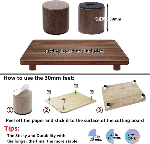 Cutting Board Feet, Walnut Chopping Board Feet, Cutting Board Feet Non Slip, Self Adhesive Feet, Wooden Cutting Board Legs with Screw (Walnut Shor...
