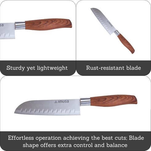 IMUSA 6in Chef WL Stainless Steel Santoku Knife with Wood Look Handle...