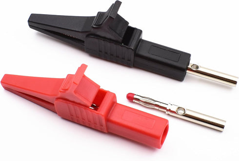 10Pcs 1000V 32A Heavy Duty Full Insulated Automotive Car Battery Alligator Clips Electrical Test Clips with 4mm Banana Jack Socket for Multimeter ...