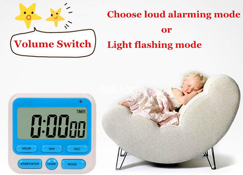 24-Hours Digital Kitchen Timer, Upgraded 12-Hour Display Clock, Big Digits, Loud Alarm, Magnetic Backing Stand, Count-Up & Count Down, Kids Timers...