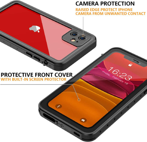 for iPhone 11 Case Waterproof,with Built in Screen Protector,Shockproof Dustproof Full Body Heavy Duty Protective Phone Case for iPhone 11 6.1 inc...