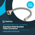 Eastman 16 Inch Flexible Toilet Connector, 7/8 Inch Ballcock x 3/8 Inch Compression, Stainless Steel Braided Hose, 48089...