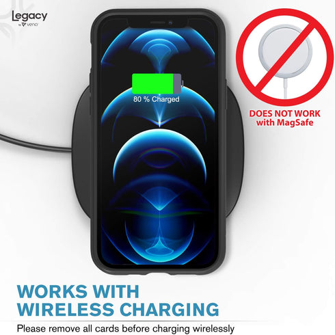 VENA Legacy Card Holder Case Compatible with Apple iPhone 12/12 Pro (6.1"-inch), (CornerGuard Protection) Slim Profile Leather Credit Card Slot Ca...