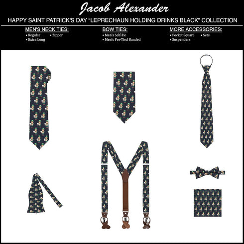 Jacob Alexander Men's Happy Saint Patrick's Day Leprechaun Holding Drinks Pattern Pocket Square...