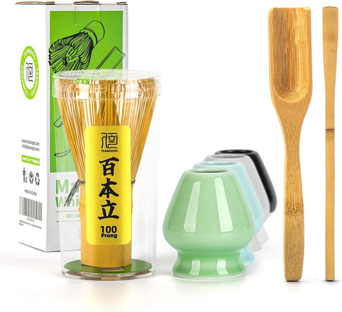TEANAGOO MA-01 Japanese Matcha Ceremony Accessory, Matcha Whisk (Chasen), Traditional Scoop (Chashaku), Tea Spoon, Whisk Holder, The Perfect Set t...