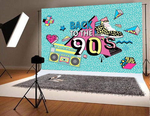 Art Studio 90's Theme Music Party Photography Backdrops Hip-Hop Colorful Graffiti Style Photo Booth Studio Props Let's Glow Party Decor Supplies R...