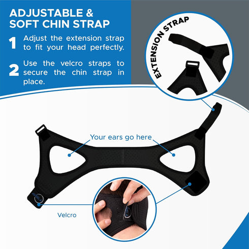 Chin Strap for Sleeping by AVEELA | CPAP Chin Strap in 3 Sizes, Anti Snoring Devices for Men and Women | Double Airflow Jaw Strap, Stop Snoring So...