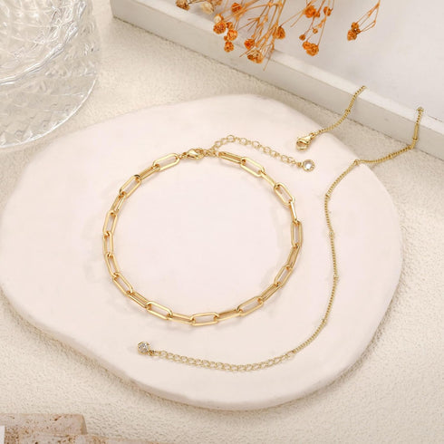 RLMOON Ankle Bracelets for Women Gold Anklets Waterproof Layered Dainty 14K Gold Plated Cuban Link Chain Anklets Boho Summer Beach Foot Jewelry Gi...