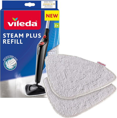 Vileda Steam Mop Refill Pads, Pack of 2, White...
