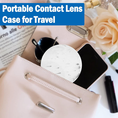 2 Pack Contact Lens Case, Contact Case Travel with Cleaner Washer, Tweezers, Remover Tool Contact Solution Bottle (Rose Gold)...