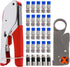 mxuteuk RG59 RG6 Coax Cable Crimper Tool Kit Coaxial Compression Tool Fitting Wire Stripper With 25pcs F Type RG6 Compression Connectors...