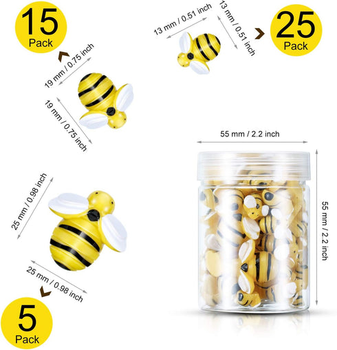 Hicarer 45 Pieces Tiny Bees Craft Decoration Party Decor Flatback Honey Resin Bee Shaped Embellishment with Storage Box for DIY Craft Home(0.98 In...