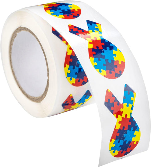 250 Autism Ribbon Shaped Stickers for Autism/Asperger's Awareness - Perfect for Events, Support Groups, Fundraisers and More!...