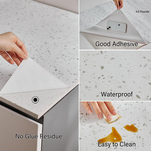 LONGYONG Contact Paper Peel and Stick Countertops Removable Wallpaper Adhesive Granite Contact Paper Kitchen Countertop Peel and Stick Wallpaper f...