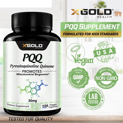 PQQ Supplement Veggie Capsules (Pyrroloquinoline Quinone), 99,7%+ Highly Purified - Promotes Mitochondrial Biogenesis, Energy Optimizer, Heart Hea...