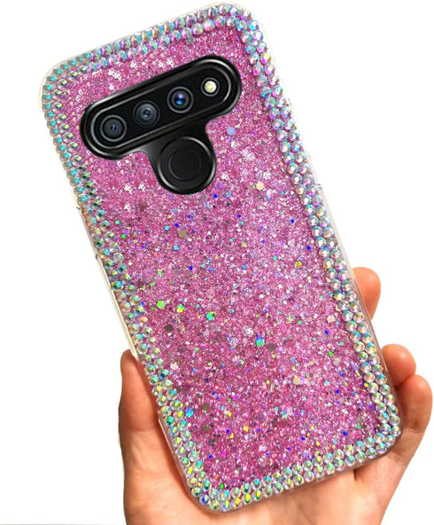 Case for LG Stylo 6 Case Glitter, Pink Glitter Sparkly Shiny Bling Sparkle Cute Cover, Anti-Scratch Soft TPU Slim Fit Shockproof Protective Phone ...