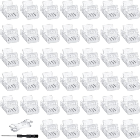40 Packs LED Strip Connector 4 Pin,10 mm LED Connectors for Strip Lights, LED Strip to Wire Connector Waterproof RGB Unwired Clips for Strip Light...