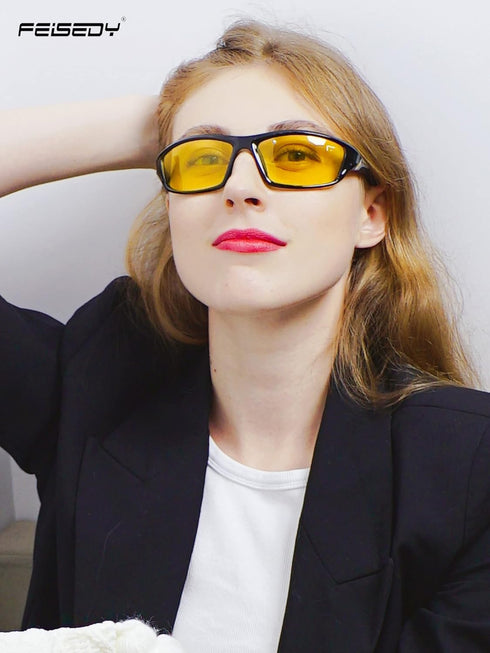 FEISEDY Classic Men Polarized Sports Sunglasses Night Driving Yellow Lenses Cycling Fishing Driving Glasses B2674...