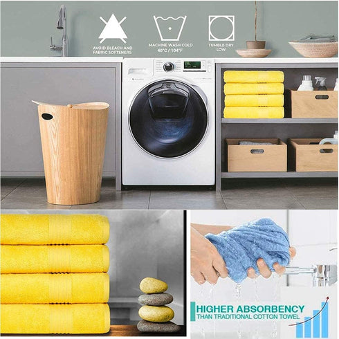 Lchkrep Bathroom Hand Towels (14x30 inch), Home Soft Cotton Super Soft Highly Absorbent Hand Towel for Bath, Hand, Face, Gym and Spa,(Yellow 2 Pac...