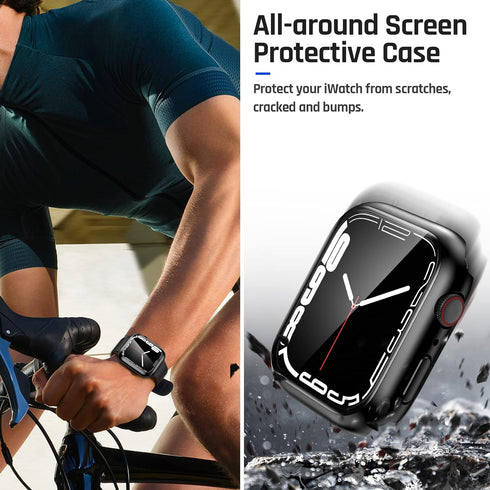 Goton Waterproof Case for Apple Watch 40mm SE (2nd Gen) Series 6 5 4 Screen Protector, Tempered Glass Hard PC Bumper Face Cover Compatible with iW...