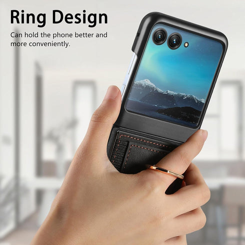 Asuwish Compatible with Motorola Razr Plus 2023 Razr+ Wallet Case and Card Slot Magnetic Back Protective Case Metal Ring Holder Stand Kickstand Ce...