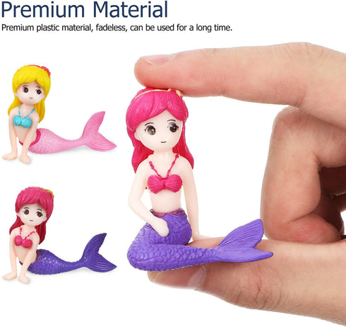 Mermaid Fish Tank Decor 4Pcs Lovely Cartoon Mermaid Figurines Aquarium Decorations Gifts Aquarium Desk Mermaid Thematic Ornaments...