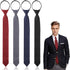 4 pc 3-in-1 Pre-tied Shirt Ties for Men - Black Solid Uniform with Zipper - Formal Adjustable Neck Strap Necktie...