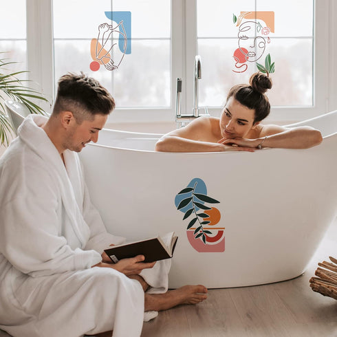 FINGERINSPIRE 9PCS Boho Sunrise Stencil Abstract Art Stencils 11.7x8.3 inch Large Reusable Tropical Plants Stencil Female Face Painting Stencils, ...