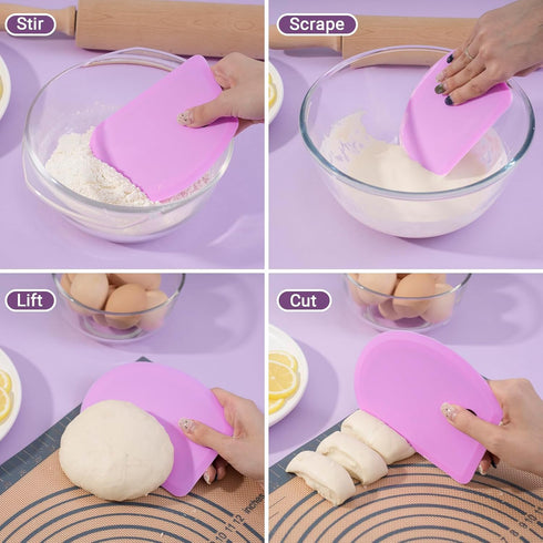 Sapid Silicone Bowl Scraper Flexible Curved Edge (5.98"×4.3"), Food Grade Bench Dough Scraper for Baking Sourdough Bread, Cake, Fondant Icing, Hea...