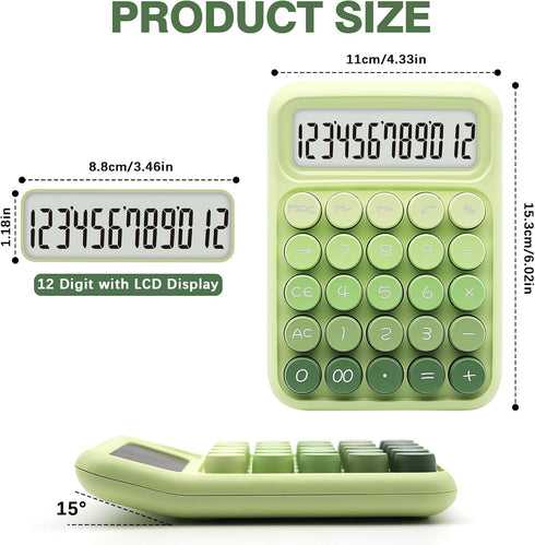 Green Calculator, UPIHO Standard Calculator,Gradient Green Calculator with 12 Digit Display and Big Buttons,Green Office Supplies and Desk Accesso...