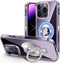 Crystal Clear iPhone 14ProMax Case Magnetic Ring Holder Compatible with MagSafe Invisible Kickstand Shockproof Military Grade Drop Protection Tran...