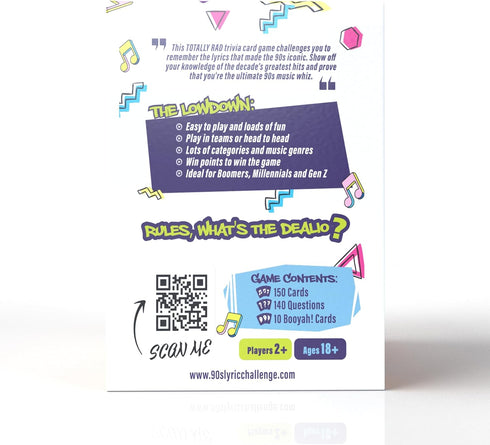 90's Song Lyric Game - Fun Music Trivia Game for Adults, for Music Lovers, Ideal for Millennials, Gen X...