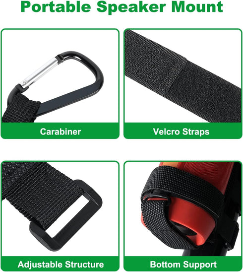 GOFORWILD Portable Speaker Mount, Waterproof Speaker Strap for Bluetooth Wireless Speakers, Compatible with Golf Cart Railing/Bike/Moto/Boat/ATV,B...