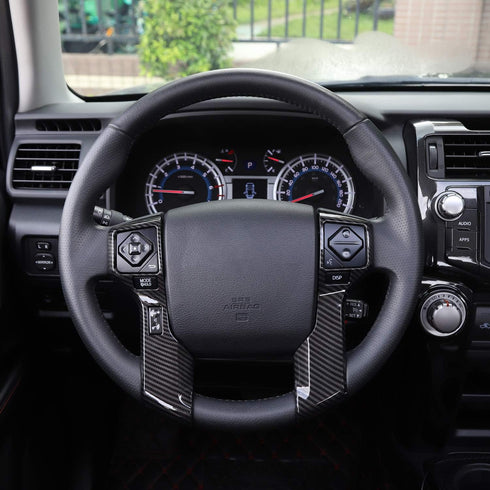 RT-TCZ for 4Runner Carbon Fiber Interior Accessories for Toyota 4Runner TRD Pro 2010 Up Tundra 2014 Up Steering Wheel Panel Trim 2pcs...