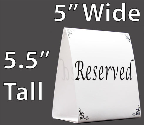 Freestanding Reserved Cards for Wedding Reception Tables, 20 Pk Black and White Design. Double-Sided 5x5.5 Table Tents Are Elegant, Versatile Even...