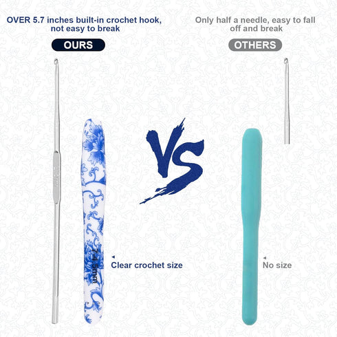 BCMRUN 4.5 mm(7) Crochet Hook, Ergonomic Handle for Arthritic Hands, Soft Rubber Grip Extra Long? Knitting Needles for Beginners and Knitting Croc...