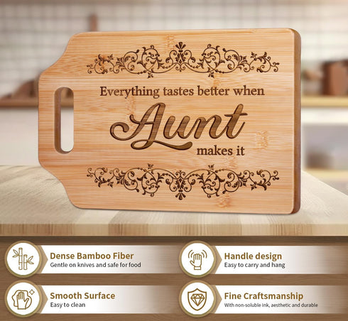 Aunt Gifts - Engraved Bamboo Cutting Board 12.3"L × 8.7"W × 0.4"Th - Gifts for Aunt, Aunt Birthday Gift...