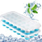 Ice Cube Trays Easy Release-Odor free,Spill Resistant Lid Included,2 Pack, Small Size, Stackable 42 Cubes,Silicone(Blue)...