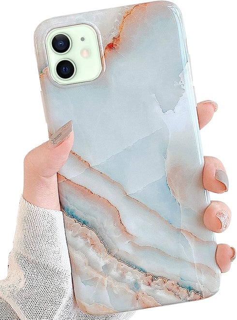 J.west for iPhone 12/12 Pro Case 6.1-inch, Luxury Grey Marble Design Graphics Stone Pattern Ultra Slim Thin Flexible Soft Rubber TPU Silicone Prot...