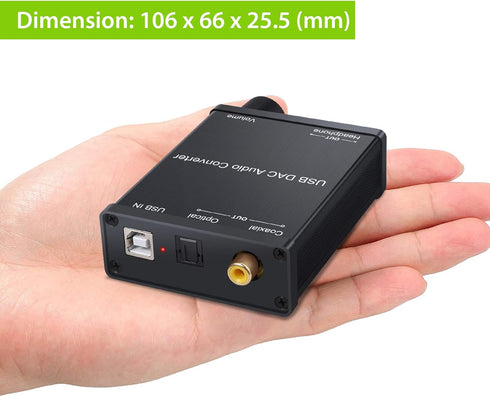 LiNKFOR USB DAC and Headphone Amplifier, Coaxial/Optical/6.35mm Headphone Output, USB to Coaxial S/PDIF Digital to Analog Converter Comaptible wit...