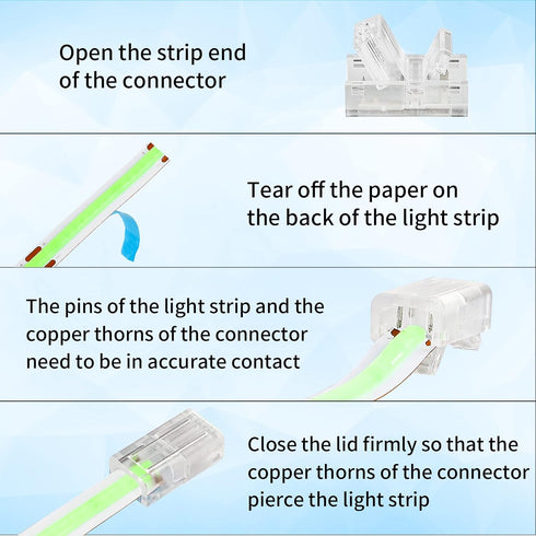HOMELYLIFE 2Pin COB LED Strip Connectors 8mm Soldless 10 Pack with 16.4ft Extension Cable for 8mm width COB LED Strip Lights...