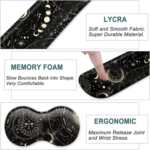 Keyboard Wrist Rest Support + Mouse Pad + Mouse Wrist Rest + Coaster, 4 PCS Set Ergonomic Memory Foam Mousepad with Durable Anti-Slip Rubber Base ...