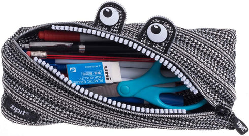 ZIPIT Monster Pencil Case for Kids | Pencil Pouch for School, College and Office | Pencil Bag for Boys & Girls (Black & Silver)...