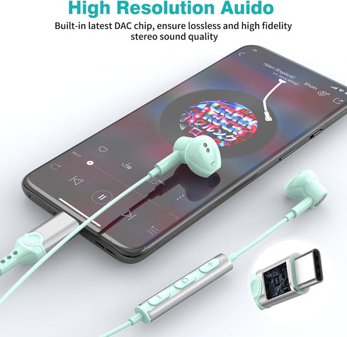 USB C Headphones for iPad 10 Pro Air (M4),iPhone 15 Pro Max Samsung S24 Ultra S23 FE S22,Magnetic Wired Earbuds Stereo USB Type C Earphones with M...